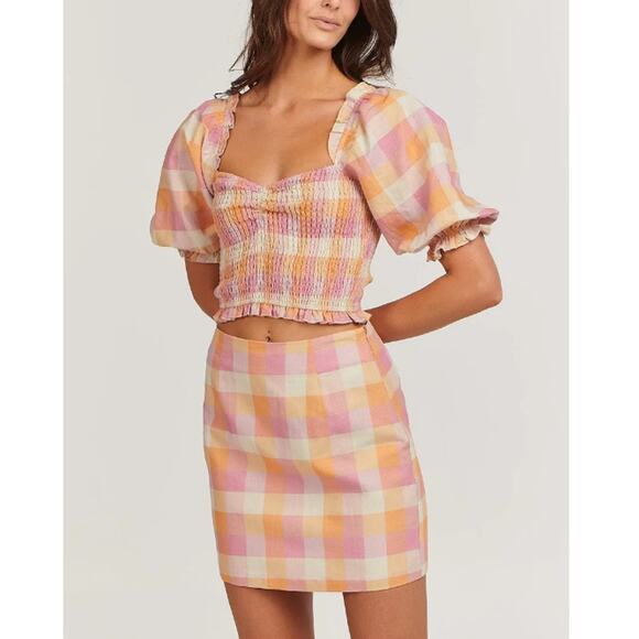 New CHARLIE HOLIDAY Anthropologie Women's Multicheck Andrea Mini Skirt Size 6 - Picture 3 of 6